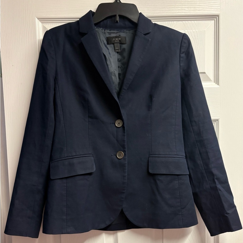 J. Crew Cotton Navy Blazer Size 2